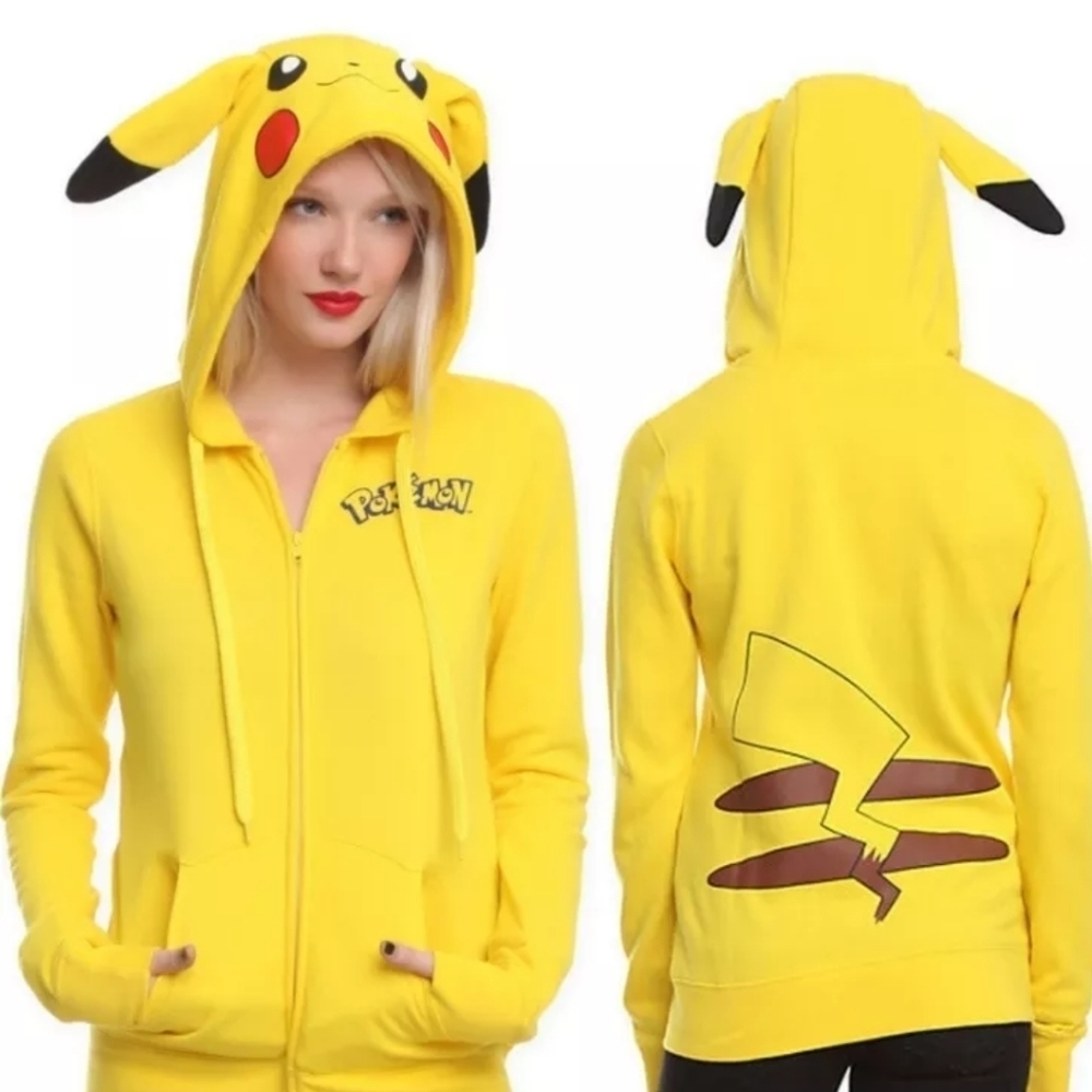 Pokemon zipper hoodie Pikachu with ears